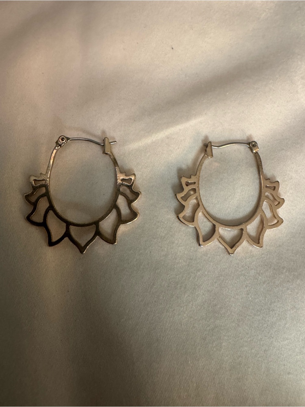 Topshop Silver Floral Cutout Hoop Earrings